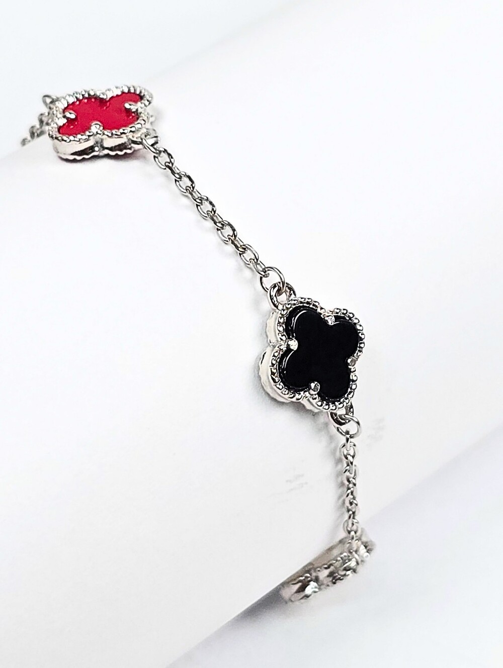 Van Clover Bracelet Multicolor Insp. Design 925 Sterling Silver Adjust. 18-21cm